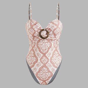 Shaping Sweetheart Geometric O-ring One Piece Swimsuit